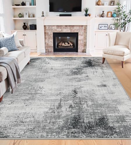 Tapete decorativo moderno 9'x12' gris oscuro