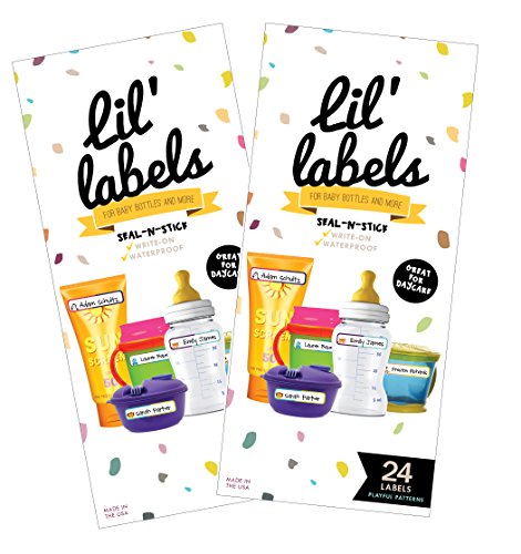 Image of Bottle Labels, Write-On Name, Self-Laminating, Waterproof, Baby Bottle Label for Daycare, Made in The USA (Playful Patterns Set of 2)