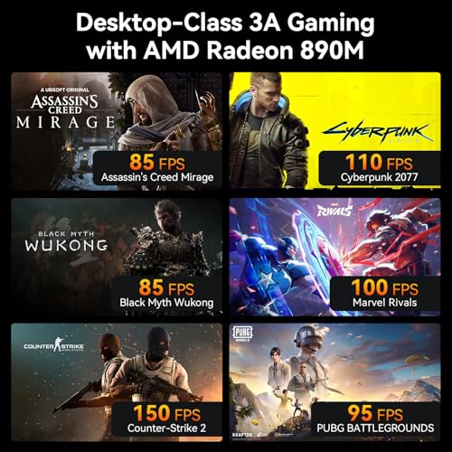 Image of GEEKOM A9 Max AI Mini PC with AMD Ryzen AI 9 HX 370 (80 TOPS) | Radeon 890M, 32GB DDR5 RAM 2TB NVMe SSD, Mini Gaming PC Windows 11 Pro /WiFi 7 /BT 5.4 /8K Qual Display (HDMI 2.1 /USB4 /DP1.4) /2.5G Dual LAN