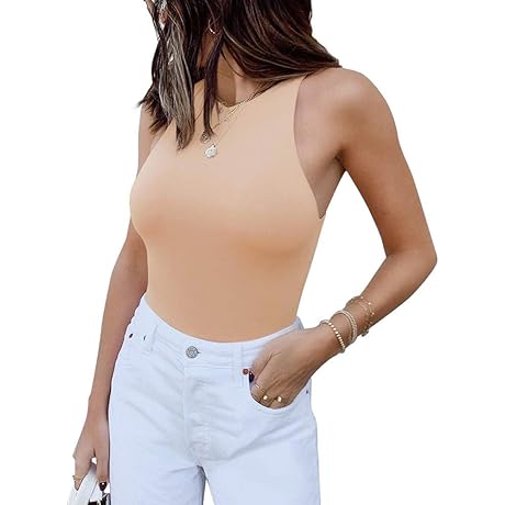 Women’s Sensuous Sleeveless Racer Back Halter Neck Bodysuit Tank Top