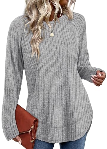 WIHOLL Long Sleeve Shirts for Women Fall Sweaters 2025 Lightweight Casual Tunic Tops Loose Fit Winter Clothing S-2XL