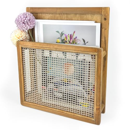 Pubgeer Wooden Wall Mounted Magazine Rack, Boho Style Wall File Organizer, File Holder For Entryway...