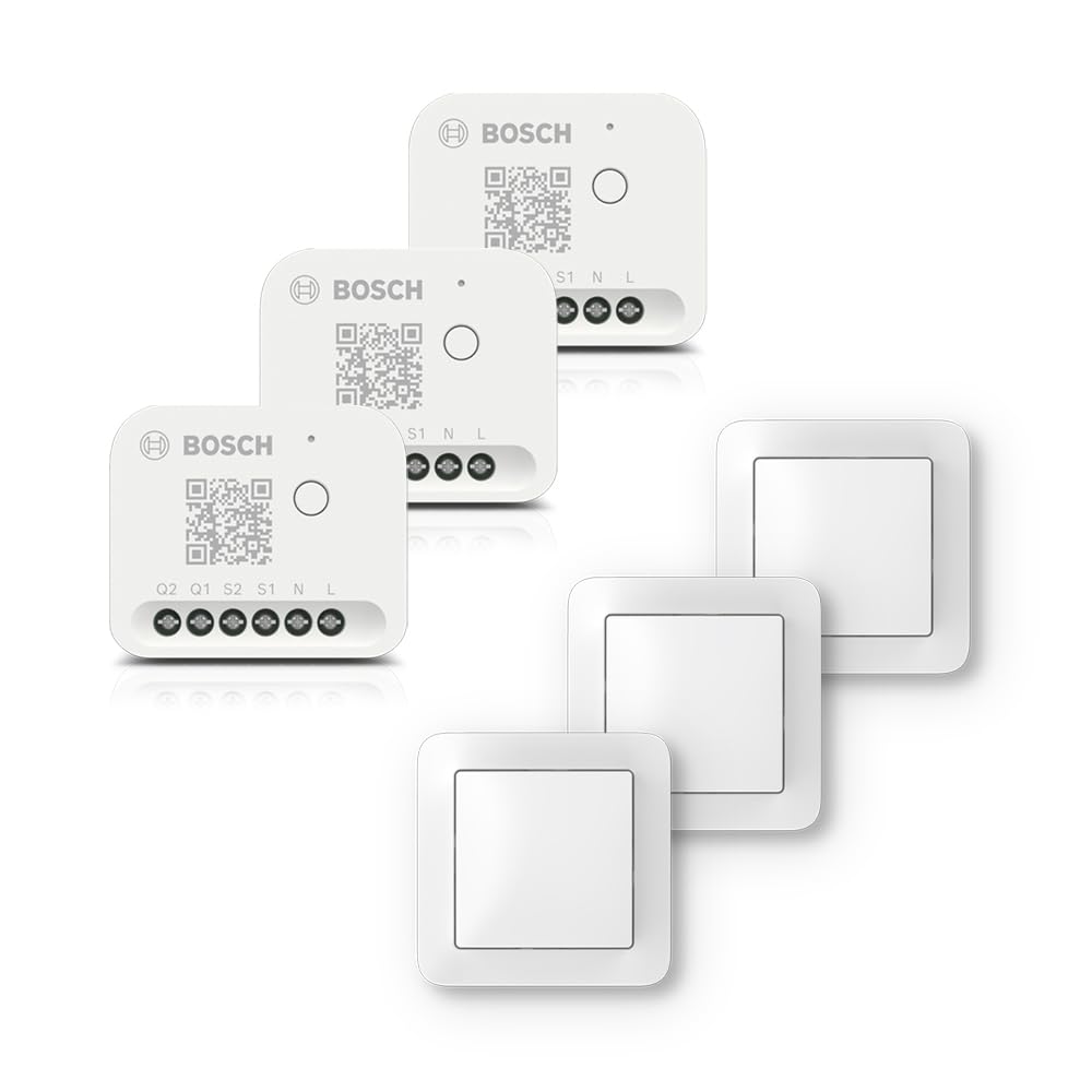 Bosch Smart Home Beleuchtung und Beschattung-Set inklusive Wandschalter, 3x Licht-/ Rollladensteuerung II, 3x Wandschalter