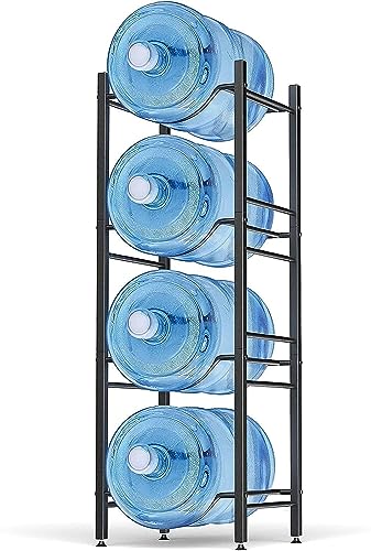 SKY-TOUCH Water Bottle Storage Stand 4 Tier Water Bottle Holder 18.9 L Heavy Duty Water Jug Rack for Kitchen Home and Office Easy To Assemble Black