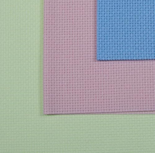 Image of KCS 3 pc of 12 inch x 18 inch(30cmx45cm) 16CT Counted Cotton Aida Cloth Cross Stitch Fabric (Light Blue+Pink+Light Green)