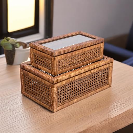 creative co-op ラック　インテリア Creative Co-Op Moderna decorativa retangular tecido rattan e parte