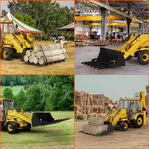 Garvee Clamp on Debris Forks Fit 60" Bucket, 4000 LBS Capacity Heavy Duty 56 Fork Tines Clamp-on Pallet Forks Tractor Bucket Forks for Skid Steer Loader Tractor