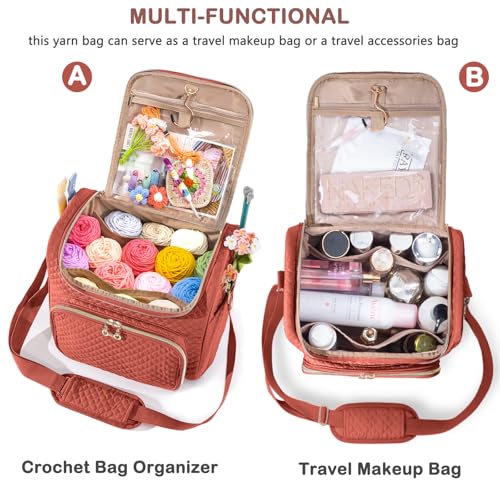 crochet bag organizer quilted storage bag with hanging hook yarn holder for knitting amp crochet accessories mother39s day gift