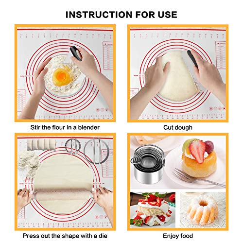 SYOSIN Pastry Cutter Set,5 Pack of Pastry Cutter,Biscuit Cutters set,Dough Scraper and Silicone Baking Mat,Stainless Steel Dough Cutter Scraper Blender Set for cooking cookies and donuts - Thumbnail 4
