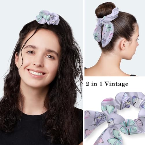 Image of Butterfly Scrub Cap Women with Ponytail & Buttons Adjustable Surgical Nurse Hat with Cotton Sweatband for Long Hair