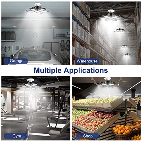 Arsali 2 Pack Led Garage Light,120W 6+1 Panels Deformable 6500K Led Garage Ceiling Light Multi-Position Adjustable E26 Shop Lights For Garage, Basement, Barn, Workshop, High Bay Light #TOP6