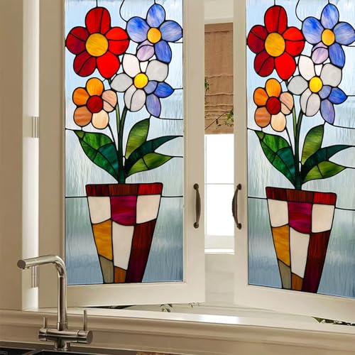Película de privacidad para ventana con diseño floral colorido miniatura 1