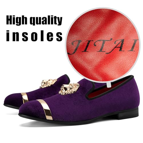 JITAI Men's Penny Slip-On Leather Lined Loafer Luxury Men Shoes, Purple/01, 11 US