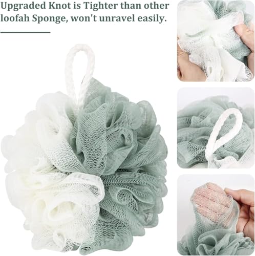 Image of Loofah Sponge Shower Loofahs 4 Colors Bath Sponges Body Scrubbers | Mesh Balls Luffa for Rich Lather Exfoliating Wash Back Scrubber Bathroom Men Women 4 Pack Cleaning Bathing Accessories