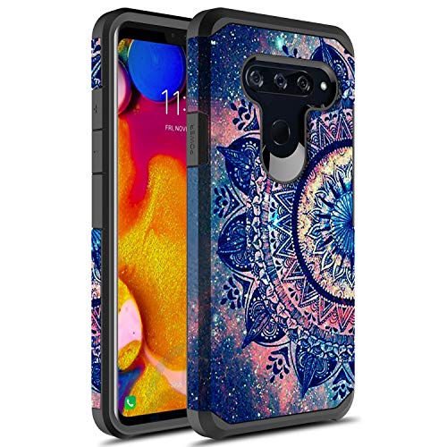 LG V40 ThinQ Case, Rosebono Slim Hybrid Dual Layer Shockproof Hard Cover Graphic Fashion Cute Colorful Silicone Skin Cover Armor Case for LG V40 ThinQ (Mandala)