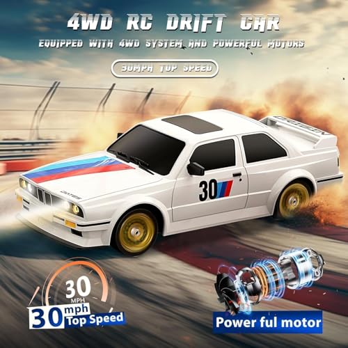 Image of Remote Controlled Car 1 /16 Scale RC Drift Car 2.4GHz 4WD High Speed 30+km /h Classic Vehicle with LED Lights Drifting Tires Racing Vehicle Toys Gifts for Adults Boys, Batteries Multicolor