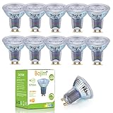 【Iluminación impecable 】Las bombillas LED foco Gu10 aseguran 575 lúmenes de potencia luminosa de forma inmediata. Temperatura de color: 2700 Kelvin, estas bombillas con Spotlight LED proporcionan una luz blanca cálida, creando una atmósfera confortable en cualquier habitación. CRI ≥ 90: Las bombilla ojos buey led aseguran unos vivos y naturales colores.