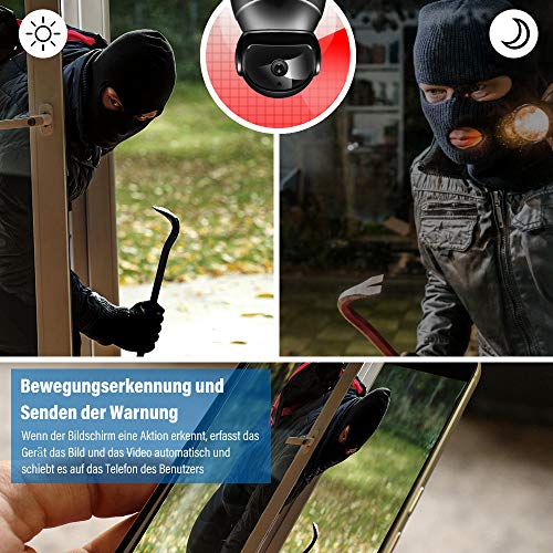 Veroyi IP Kamera Full HD 1080P WiFi Überwachungskamera mit Pan/Tilt/Zoom-Funktion, Zwei-Wege-Audio-Nachtsichtkamera – Bild 3