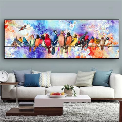 Affiches nature d'oiseaux colorés grand format 55x165cm pour salon