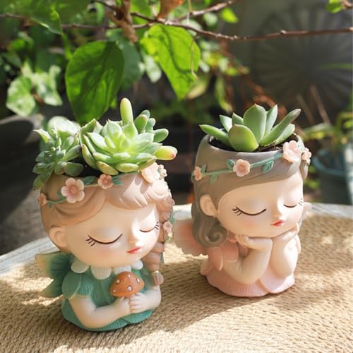 Cache pot plante interieur mignon, set de 4 pots de fleurs dessin animé idée cadeau - 6