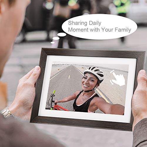 BIHIWOIA Digital Picture Frame WiFi 10.1 inch IPS Touch Screen HD Display Digital Photo Frame, 16GB Storage, Auto-Rotate, Share Photos &Videos via Frameo APP(Brown) - Thumbnail 7