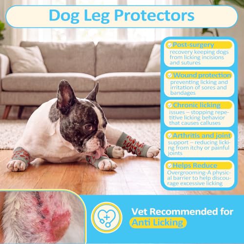 Image of ROZKITCH 4PCS Dog Leg Covers to Prevent Licking & Scrathing | Soft Knitting, Stretchy Fit Sleeves, Helps Reduce Licking, Dog & Cat Friendly, Easy to Wear, Daily Leg Coverage