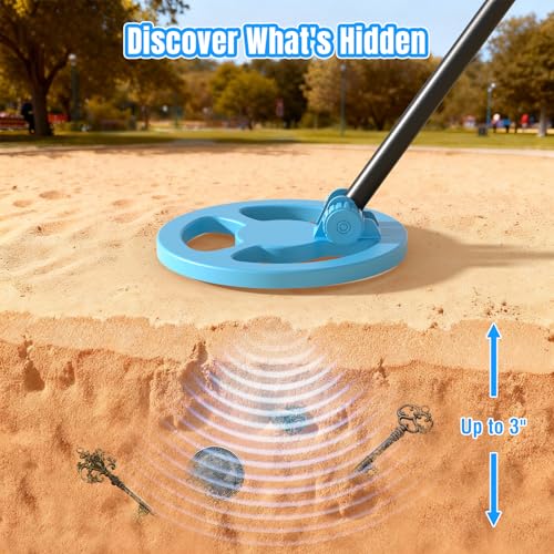 Image of Raddy MD65K Metal Detector for Kids, Adjustable & Lightweight Kids Metal Detector for Outdoor /Beach Treasure Hunting, IPX7 Waterproof 6.5 inch Coil, Fun LCD Display, for Boys & Girls Ages 3-12, Blue