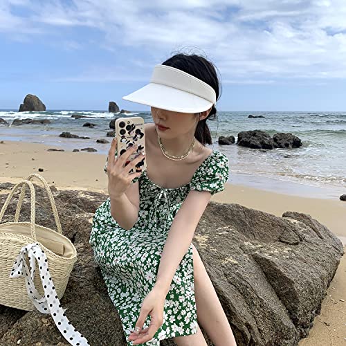 Cloth Covered Slip-On Visor, Sun Sports Visor Hats Cap For Women And Men White #TOP7