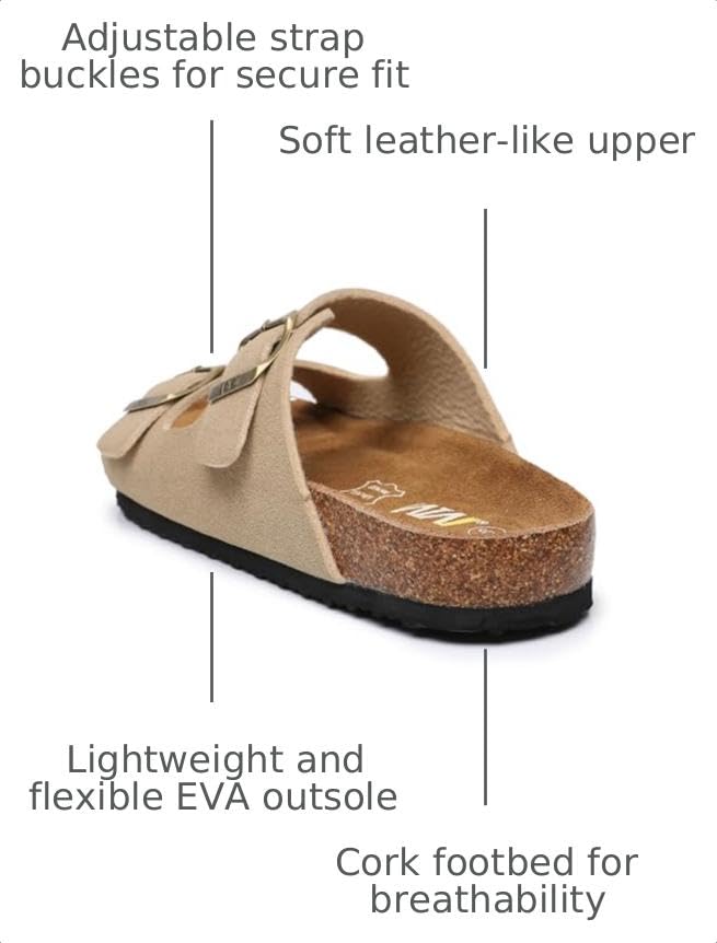 Image of WTW Women's Suede Cork Footbed Sandals Slide for Women with Arch Support