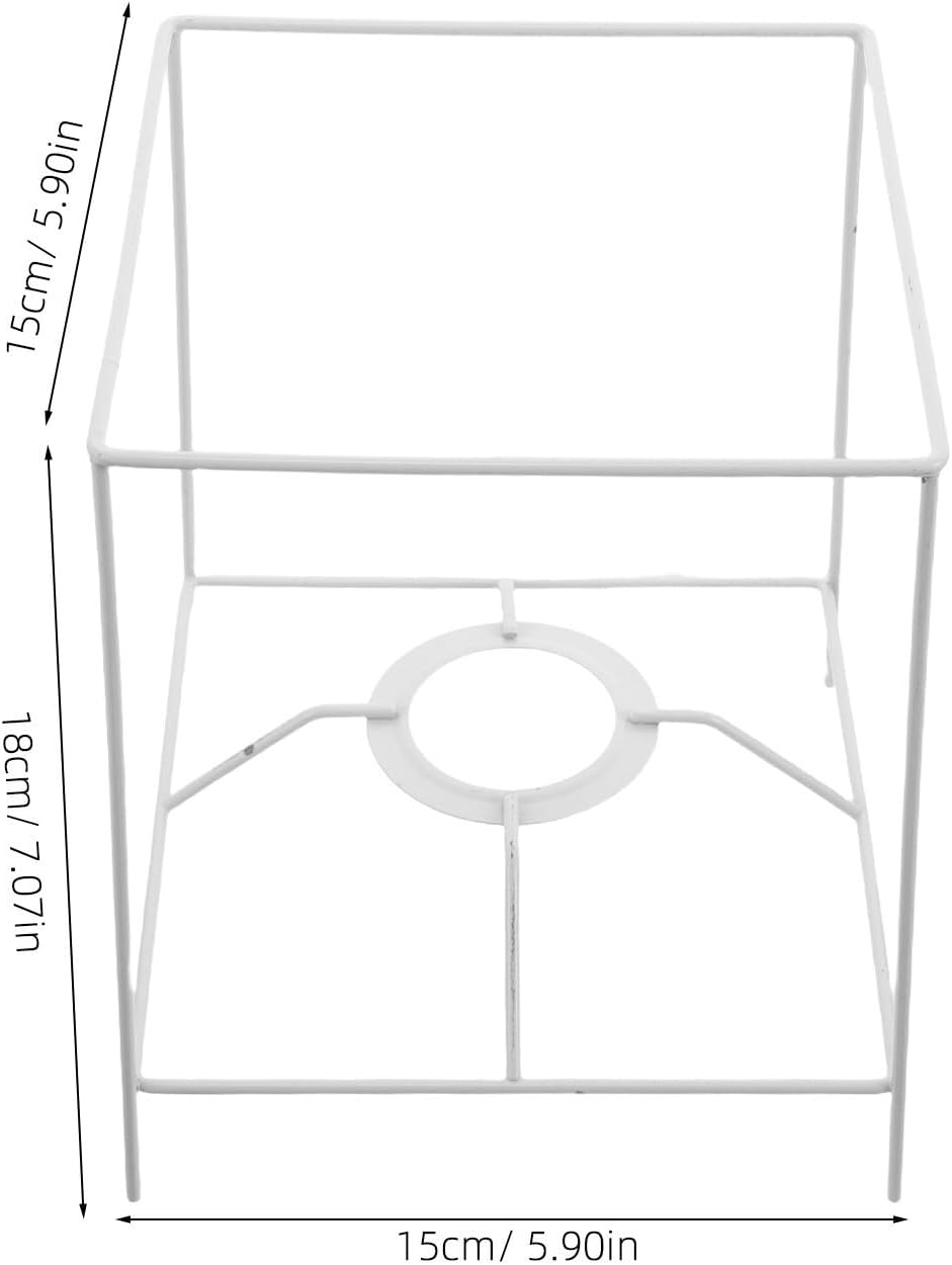 PRETYZOOM Iron Lampshade Frame for Table and Pendant Lights with E27 Lamp Holder, Square Design, Universal Compatibility, Easy Installation for Office Desks and Reading Corners