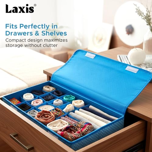 Image of LAXIS Innerwear Storage Box and Organiser for wardrobe organizer for storage & Clothes Organizer for Wardrobe for Socks & Undergarments Organizer, Drawer Organiser & Storage Box (16+1) Compartment