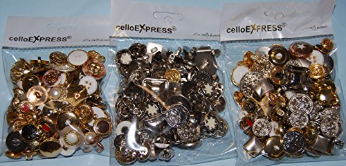 celloexpress Pack of 250g SHINY SILVER - Mixed Sizes of Shiny Silver Buttons for Sewing and Crafting, Multicolor - Image 2