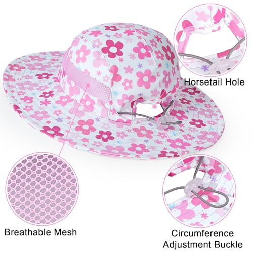 Image of Kids Sun Hat for Toddler Girls Unicorn Bucket Hats UV Protection Summer Hat for Kids Wide Brim Fishing Hat 2-8 Years