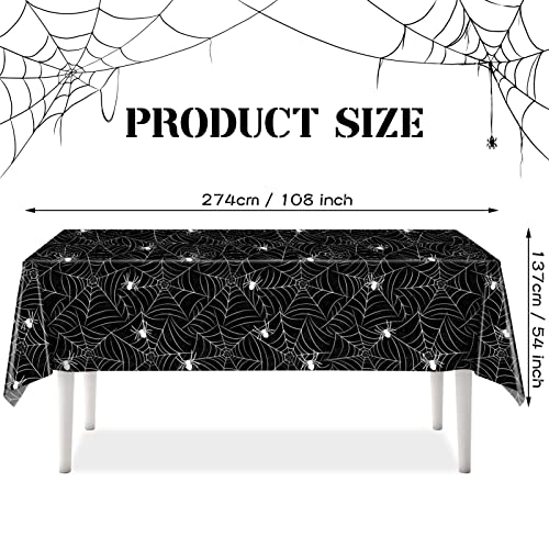 Image of TREWAVE 3 Pack Halloween Spiderweb Tablecloth Rectangular Plastic Spider Web Table Cloth Large Size Table Covers for Home Decor Halloween Party Decorations 54 inch x 108 inch (Black)