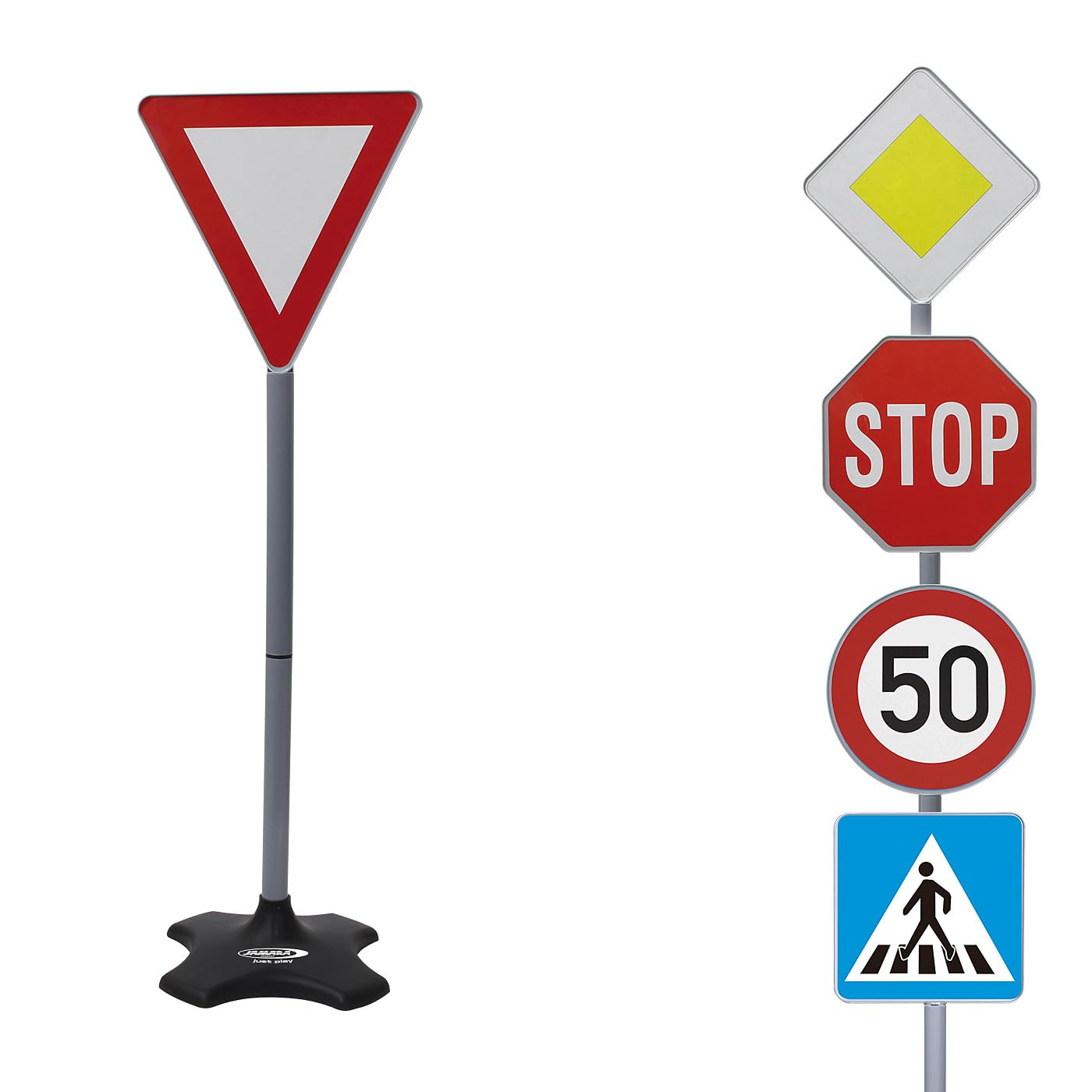 Jamara, kit de signalisation, Grand A avec 5 panneaux de signalisation différents, montage facile grâce aux éléments attachables, plastique robuste et léger, 460257