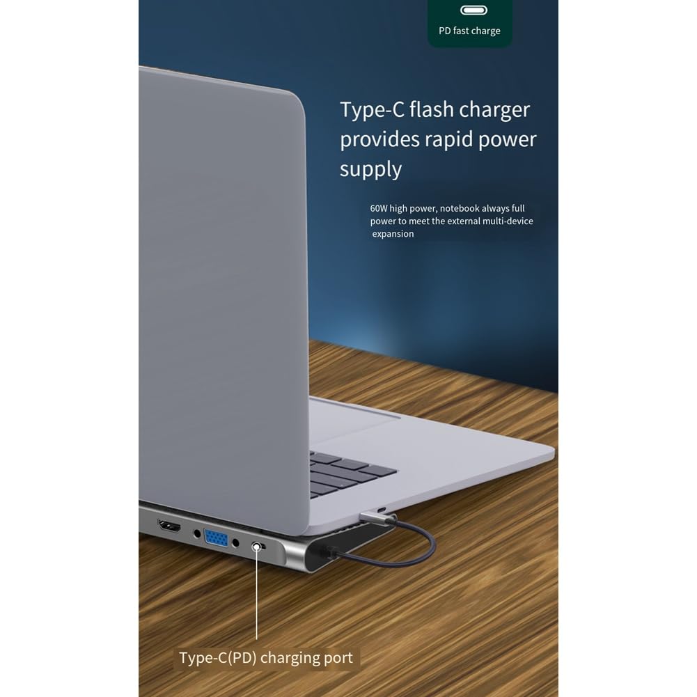 Stacje dokujące 10 w 1 USB 3.0 do portu wideo RJ45 VGA 4K typu C, kompatybilne ze stacją przedłużającą odtwarzacza SD