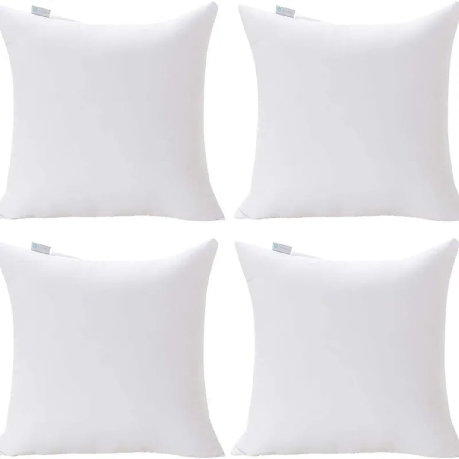 Comfy Nights White Set Of 4 Hypoallergic Cushion Pads - Polyster Square Cushions - Standard Stuffer Pack Of Cushion Inserts (4, 22"X22"(56Cmx56cm))