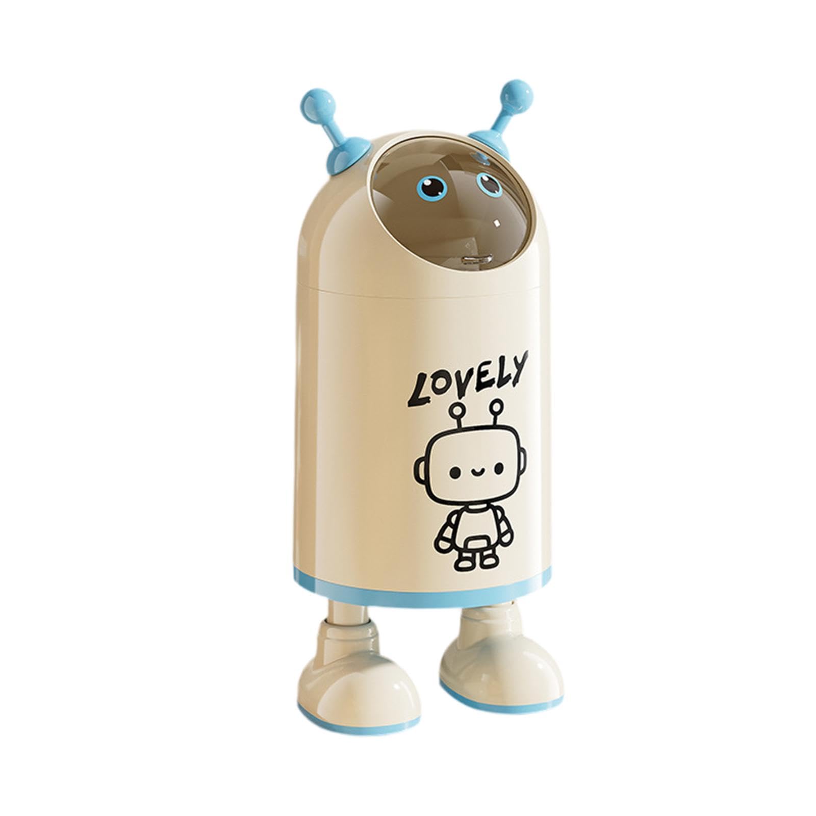 Mülleimer Tragbarer Müllbehälter Abfallkorb, Cartoon Mülleimer, Abfalleimer mit Niedlichem Design und Doppelstruktur Aus PP und PET für Kinderzimmer Badezimmer Wohnzimmer, Roboter