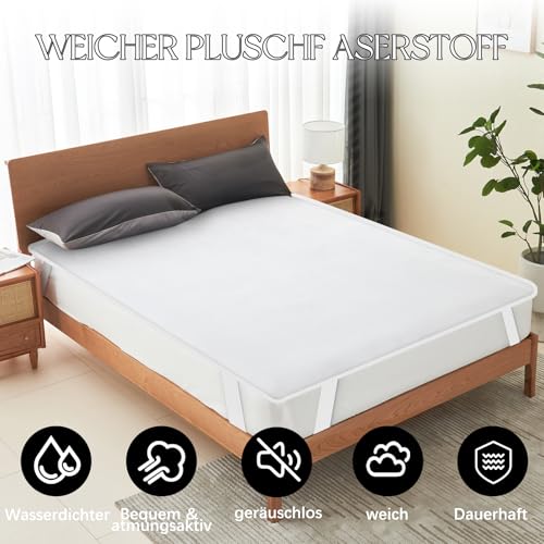Protector de colchón impermeable 200x200 cm ohano blanco lavable 3