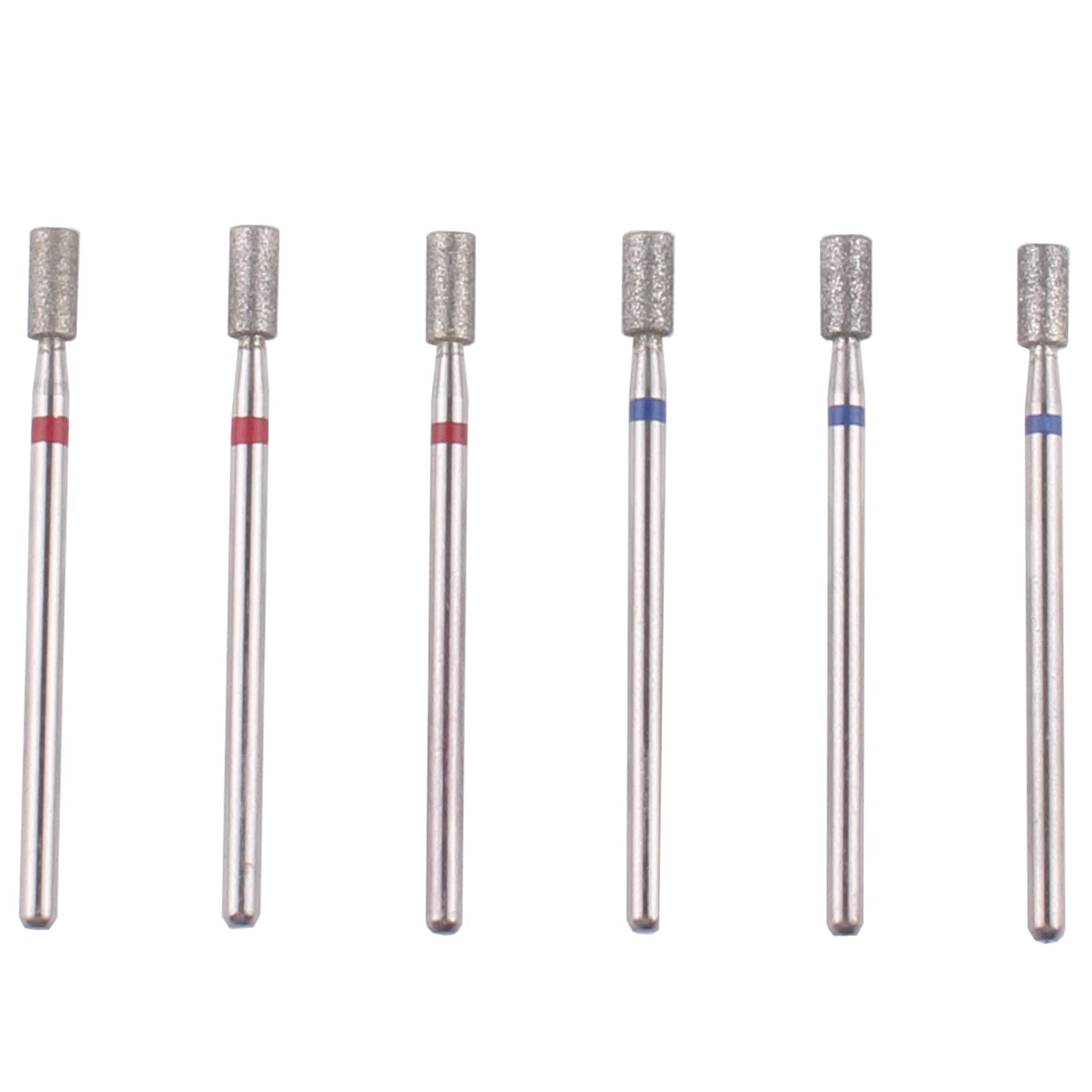 MZCMSL Barrel Cuticle Drill Bit Set with Case, 6pcs Pro Diamond Nail Bits for Nail Prep, 3/32 Shank Nail Tool (Fine+Medium)