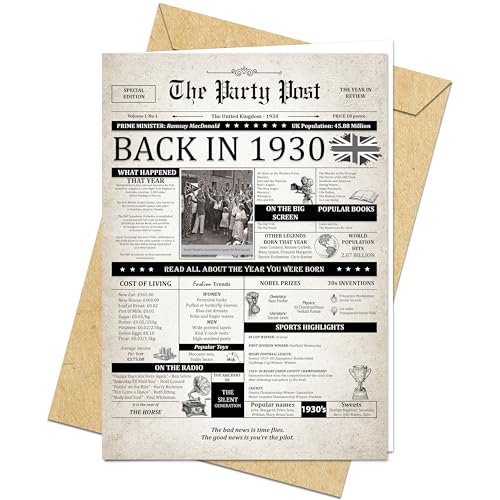 95th Birthday Card Happy Bday Jumbo Card for Men or Women Born In 1930 Big Funny Gifts for Dads or Moms Touring 95 Years Old. Vintage Party Decor Gift Ideas For Husband Wife. Retro Greeting Cards