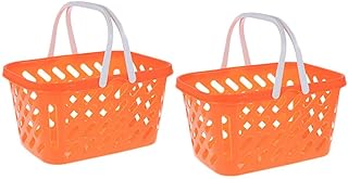 Cestas De Supermercado 2Pcs: Cestas De Compras De Plástico Mini Cestas De Armazenamento Cestas De Compras De Varejo Carrinhos De Compras De Brinquedo Alças Para Mercearia De