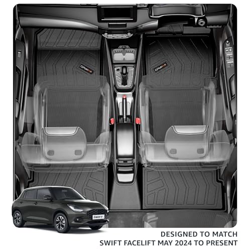 Image of Q Po Swift Facelift (MAX) May 2024 - Present ECO TPE Car Floor Mat | Anti Slip All Weather Mats for Swift (Black)