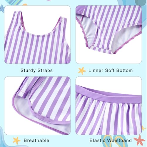 Image of TUONROAD Toddler Girls One Piece Swimsuit 2Pcs Bathing Suit Kids Swimwear with Short for 3-9