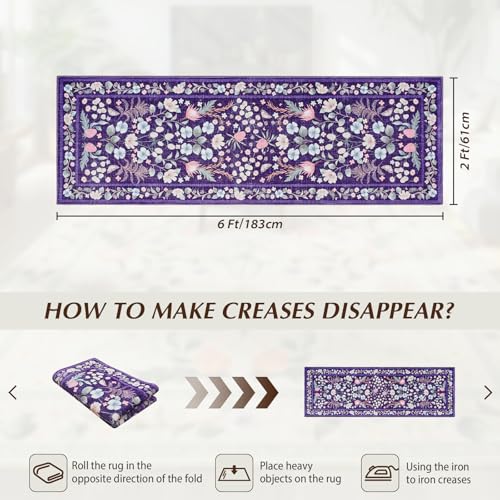 Runner Rug 2x6 pies Lavable Antideslizante Morado Azul miniatura 2