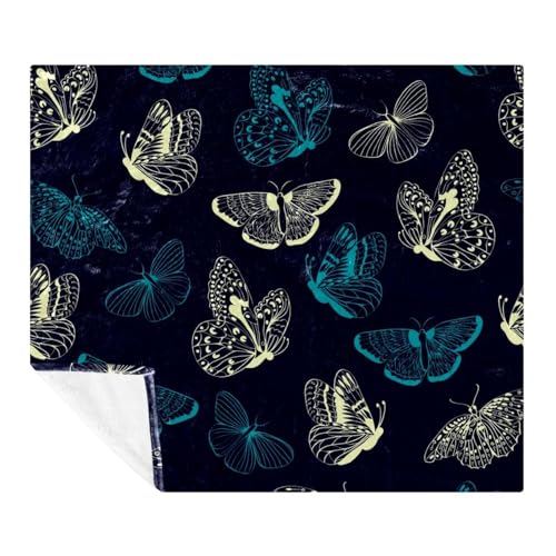 Couverture polaire microfibre 150x130cm à motif papillons pour lit et canapé