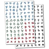Runes Fantasy Viking Norse Symbols Signs Temporary Tattoo Water Resistant Fake Body Art Set Collection - Black (One Sheet)