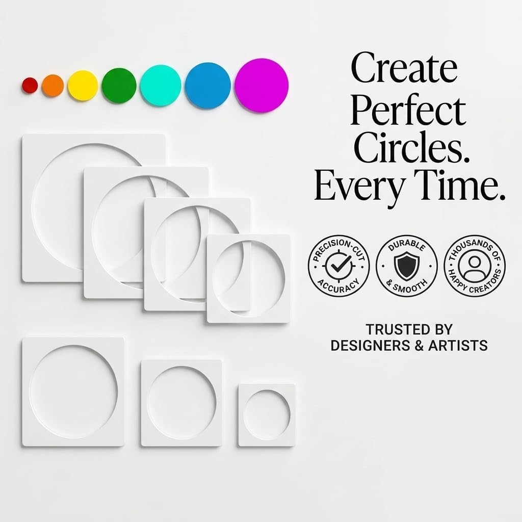 8 PCS Circle Stencil for Painting Large Round Templates Drawing Stencils