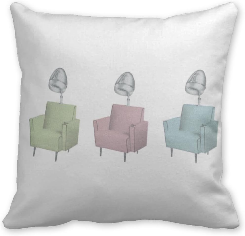Retro Pop Art Vintage Salon Dryer Chairs Pillow Cushion Cover