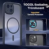 TOCOL for iPhone 13 Case, Fit for MagSafe, Upgraded Full Camera Protection, 14FT Military Grade Shockproof Magnetic Thin Slim Frosted Translucent Matte Back Phone Cover (Black) - Image 5